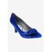 Wide Width Women's Charm Stud Kitten Heel Pump by Bellini in Royal Blue Velvet (Size 10 W)
