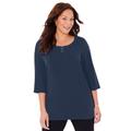 Plus Size Women's Suprema® Double-Ring Tee by Catherines in Navy (Size 3X)