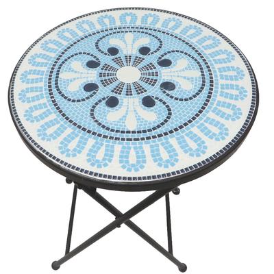 Lori Mosaic Folding Side Table by Saint Birch in Blue Black White