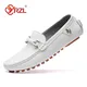 YRZL Mocassins Blancs à Enfiler Pour Hommes Chaussures De Conduite Confortables Plates Décontractées