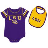 Newborn & Infant Colosseum Purple/Gold LSU Tigers Chocolate Bodysuit Bib Set
