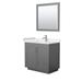 Miranda 36 Inch Single Bathroom Vanity in Dark Gray, Light-Vein Carrara Cultured Marble Countertop, Undermount Square Sink, Brushed Nickel Trim, 34 Inch Mirror - Wyndham WCF292936SKGC2UNSM34