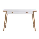 Leick Home 11400-WT Empiria Mixed Metal and Wood Computer Desk with Drop Front Keyboard Drawer, White/Gold - Leick Furniture 11400-WT