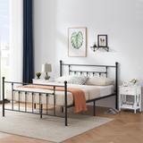 Taomika 3 Pieces Metal Bedroom Sets with Black Platform Bed
