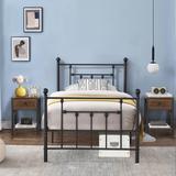 Taomika 3 Pieces Metal Bedroom Sets with Black Platform Bed