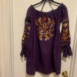 Free People Dresses | Free People Embroidered Dress With Flare Sleeve | Color: Purple | Size: M