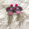 Anthropologie Jewelry | Allie Beads Designs Earrings Pink Octopus Dangle | Color: Pink/Silver | Size: Os