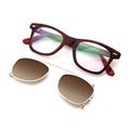Men women teens sunglasses clip on glasses polarized UV protection narrow sunglasses clear lens fashion glasses Red Frame Gold Clip shield