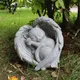 Statue d'ange endormi en résine avec ailes pour la décoration chien et chat endormis statue