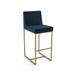 Orren Ellis Gundolf Counter & Bar Stool Upholstered/Metal in Blue/Yellow | 42.5 H x 17 W x 22.5 D in | Wayfair 733E6C2937634D5AB5B2AE9CB63B0E6C