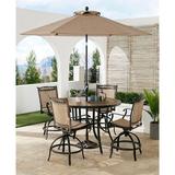 Red Barrel Studio® Mikenzy 4 - Person 56" Long Bar Height Outdoor Dining Set w/ Cushions Metal in Brown | 56 W x 56 D in | Wayfair