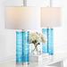 Red Barrel Studio® Coughlin 28" Table Lamp Set Glass/Linen/Crystal in Blue | 27.5 H x 16 W x 16 D in | Wayfair 2392EF0170B2400FB1697556C79935D7