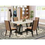 Red Barrel Studio® 4 - Person Acacia Solid Wood Dining Set Wood/Upholstered in White | 30" H x 60" L x 36" W | Wayfair
