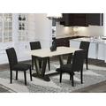 Red Barrel Studio® 4 - Person Acacia Solid Wood Dining Set Wood/Upholstered in White | 30" H x 72" L x 40" W | Wayfair