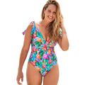 Plus Size Women's Tie Shoulder One Piece Swimsuit by Swimsuits For All in Multi Leaf (Size 18)