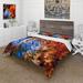 Designart 'Voyages To Inner World Orange Spiral Abstract' Modern Duvet Cover Set