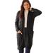 Plus Size Women's Cable Duster Sweater by Jessica London in Black (Size 14/16) Long Cardigan