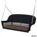 Black Resin Wicker Porch Swing with Cushions