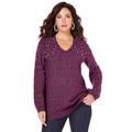 Plus Size Women's Embellished Pullover Sweater with Blouson Sleeves by Roaman's in Dark Berry (Size 26/28)