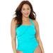 Plus Size Women's Drapey Ruched Halter Tankini Top by Swimsuits For All in Happy Turq (Size 24)
