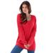 Plus Size Women's Fine Gauge Drop Needle V-Neck Sweater by Roaman's in Vivid Red (Size 5X)