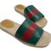 Gucci Shoes | Gucci Green And Red Web Striped Espadrille Slides New With Box And Shoe Bags | Color: Green/Tan | Size: 10