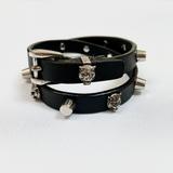 Gucci Jewelry | Gucci Studded Feline Head Leather Wrap Bracelet In | Color: Black/Silver | Size: 16.25" Strap Size S