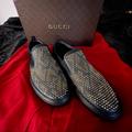 Gucci Shoes | Gucci Studded Suede/Leather Slip On Shoes | Color: Black | Size: 7.5