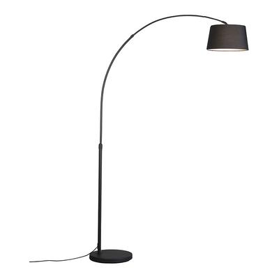 Moderne Bogenlampe schwarz mit schwarzem Stoffschirm - Arc Basic - Schwarz