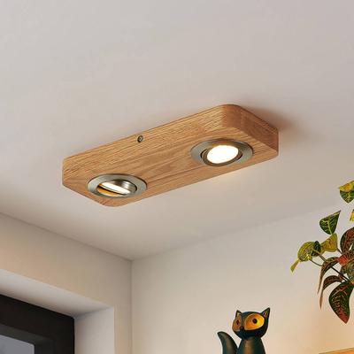 Lindby LED-Deckenleuchte Mikari, 30 cm, Holz, schwenkbar Mikari, Holz hell, für Wohn- / Esszimmer, Holz, Modern, Deckenlampe