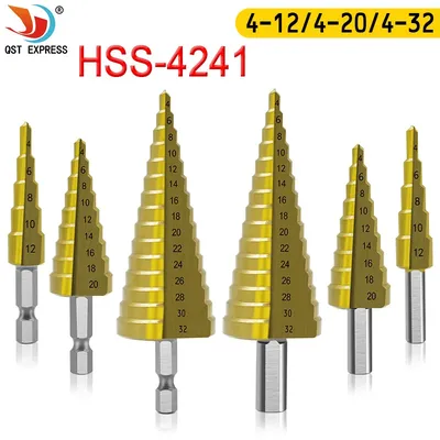 Foret étagé à rainure droite HSS 3 pièces/ensemble 3-12mm 4-12mm 4-20mm foret étagé revêtu de