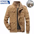 Blouson aviateur en coton militaire pour hommes veste cargo manteau coupe-vent décontracté