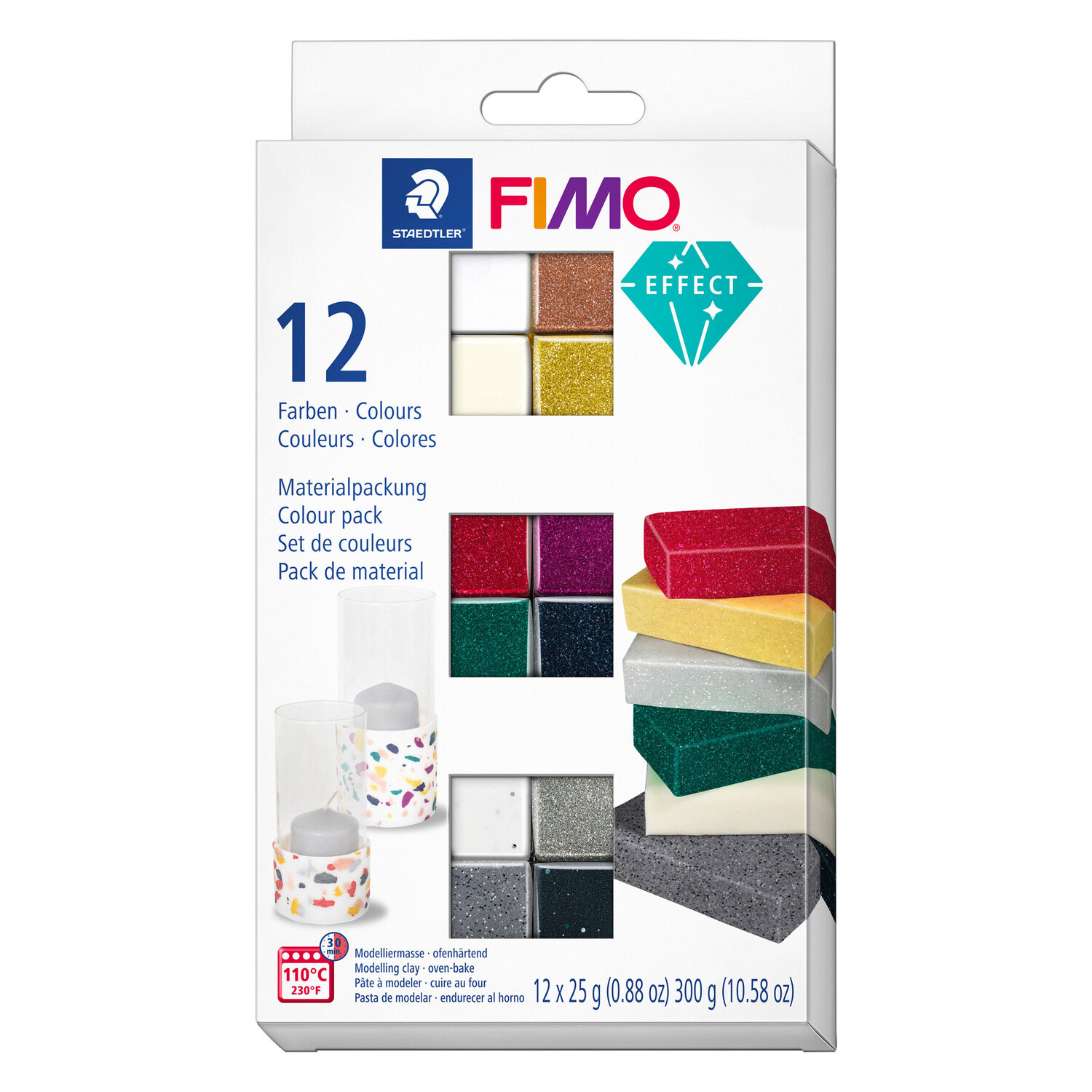 FIMO "couleurs à effet", 12 couleurs