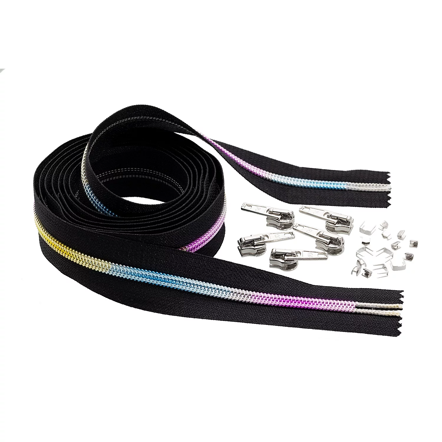 buttinette Fermeture éclair sans fin "arcs-en-ciel" en kit, 2 m