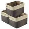 3Pcs Foldable Storage Basket, Fabric Collapsible Box with Handle - 15" x 10.2" x 9.8"(L*W*H)