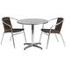 31.5'' Round Aluminum Indoor-Outdoor Table Set with 2 Rattan Chairs