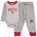 Infant Wes & Willy Heathered Gray/Scarlet Ohio State Buckeyes Jie Long Sleeve Bodysuit Pants Set