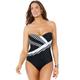 Plus Size Women's Spliced One Piece Swimsuit by Swimsuits For All in Black White (Size 18)