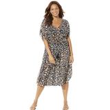 Plus Size Women's Ariana V-Neck Cover Up Caftan by Swimsuits For All in Leopard Print (Size 18/20)