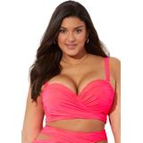 Plus Size Women's Crisscross Cup Sized Wrap Underwire Bikini Top by Swimsuits For All in Hot Pink (Size 20 D/DD)
