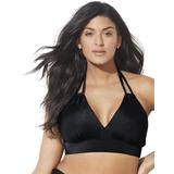 Plus Size Women's Loop Strap Halter Bikini Top by Swimsuits For All in Black (Size 14)