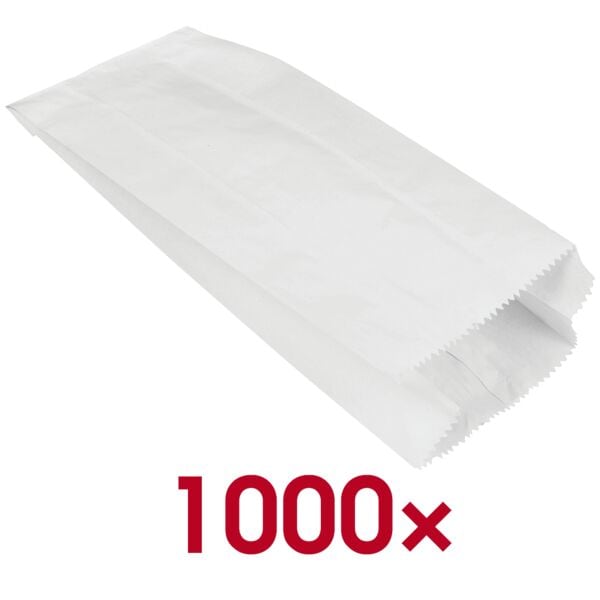 Papstar 1000 Papierfaltenbeutel gefädelt weiß - 28 x 13 x 7 cm weiß Image