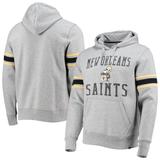 Men's '47 Heathered Gray New Orleans Saints Double Block Throwback Pullover Hoodie