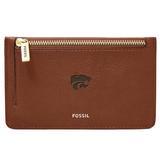 Women's Fossil Brown Kansas State Wildcats Leather Logan Card Case