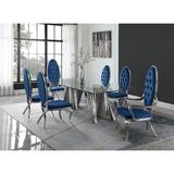 Best Quality Furniture Dining Set Glass/Upholstered/Metal in Gray | Wayfair D03D7-1A