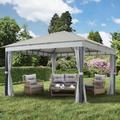 4x4 m Softtop Gartenpavillon, inkl. 4 Seitenteile, stone