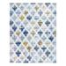 Gertmenian Baran Mosul Modern Industrial Ivory/Blue Diamond Patchwork Area Rug