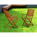 East West Furniture Beasley Patio Dining Folding Arm Chairs - Acacia Wood, Set of 2, Natural Oil