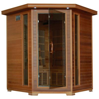 HeatWave Whistler 4-Person Cedar Corner Infrared Sauna with 10 Carbon Heaters