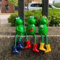 Ensemble de 3 figurines de grenouille en résine à collectionner jambes pendantes jardin décor de